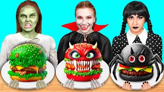 Reto De Cocina Wednesday vs Vampiro vs Zombi | Batalla de Comida de Fun Challenge