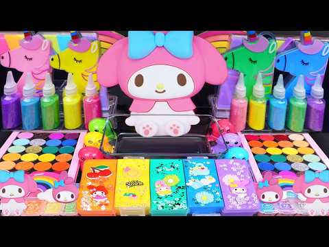 ASMR Satisfying Slime mixing Eyeshadow, Glitter & Random Shiny things into slime #slimevideo #asmr