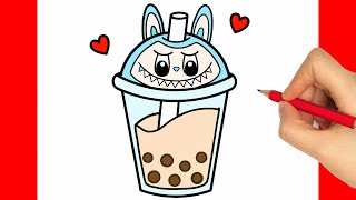 HOW TO DRAW LABUBU EASY - HOW TO DRAW MILK SHAKE
