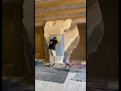 ARTIFICIAL STONE PROCESS WITH CONCRETE #piedraartificial#artificialstone #construction #decoração