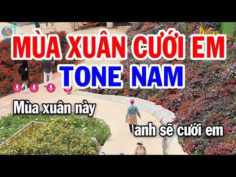 Karaoke Mùa Xuân Cưới Em Tone Nam ( Dm ) Nhạc Sống Mới || Karaoke Tuấn Kiệt