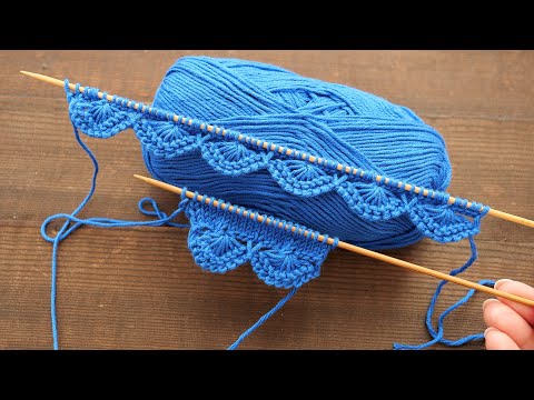 Декоративный наборный край спицами 💦 Decorative knitting edge 🌎
