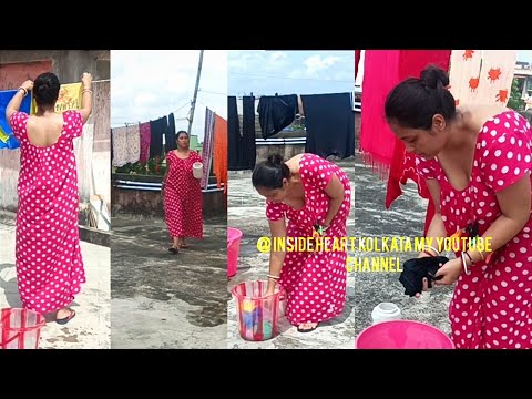 Hot Sunny Day Vlog – Cleaning Clothes & Rooftop Drying 🌞