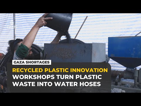 Gaza recycles plastic waste into water hoses amid supply shortages