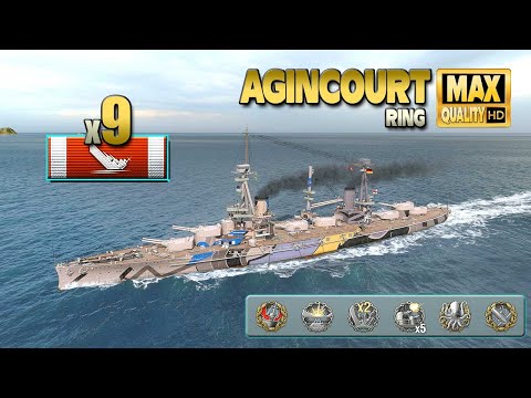Battleship Agincourt  9 ships destroyed with 5 close quarter   World of Warships