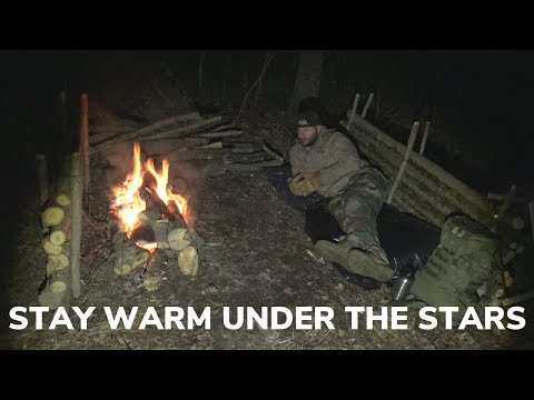 Solo Overnighter Building an Open Air Shelter and Campfire Bacon Burgers