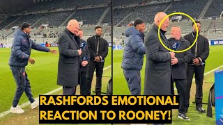 Marcus Rashford EMOTIONALLY walks across the pitch to HUG Wayne Rooney