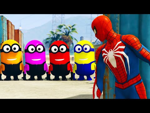 GTA 5 Epic Spider-Man Saves Minions Jumps/Funny moments ep.144