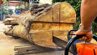 Mr Van Team Building A "One Pillar Table and Chair in Garden On A Giant Tree Trunk"