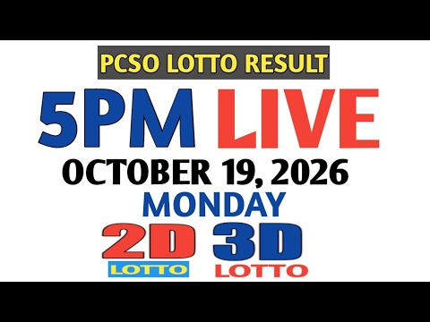 Lotto Result Today 5pm Monday pcso <strong>2d</strong> 3d swertres ez2 October 19 2026