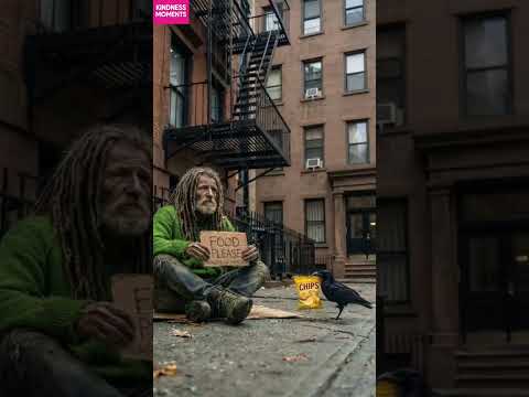Kindness from a Crow 🐦: Heartwarming Help for Homeless #kindness #homelessness #shorts