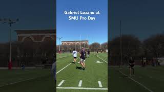 Kicker Gabriel Lozano works out at SMU Pro Day