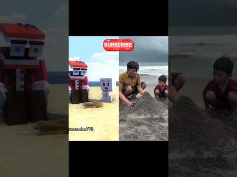 Original vs Animation - Juna Hancurkan Cetak Pasir Pantai #minecraft #comedy