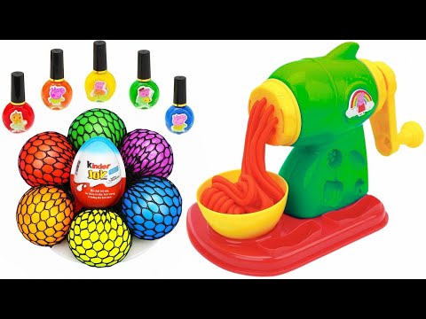 Satisfying Video l How to make Rainbow Noddles with Stress Balls & Nail Polish Cutting ASMR