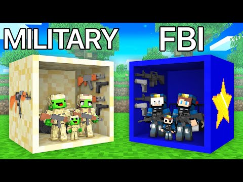 Mikey Family Military vs JJ Family FBI BLOCK Survival Battle in Minecraft (Maizen)