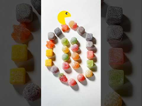 #Greedy #Pacman #gummycandy #fruitchew #sugarcoated #candycircle #colorfulsweets #pacmanbite #asmr