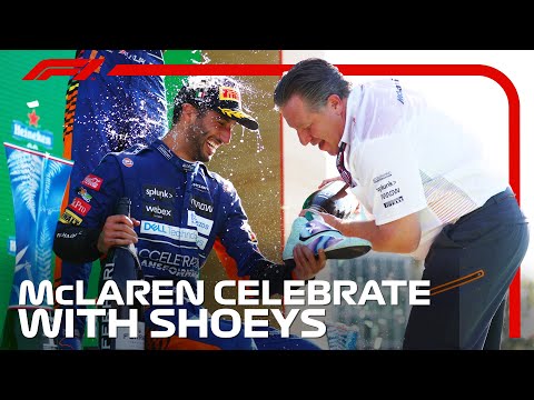 McLaren Celebrate With Shoeys On Monza Podium: 2021 Italian Grand Prix