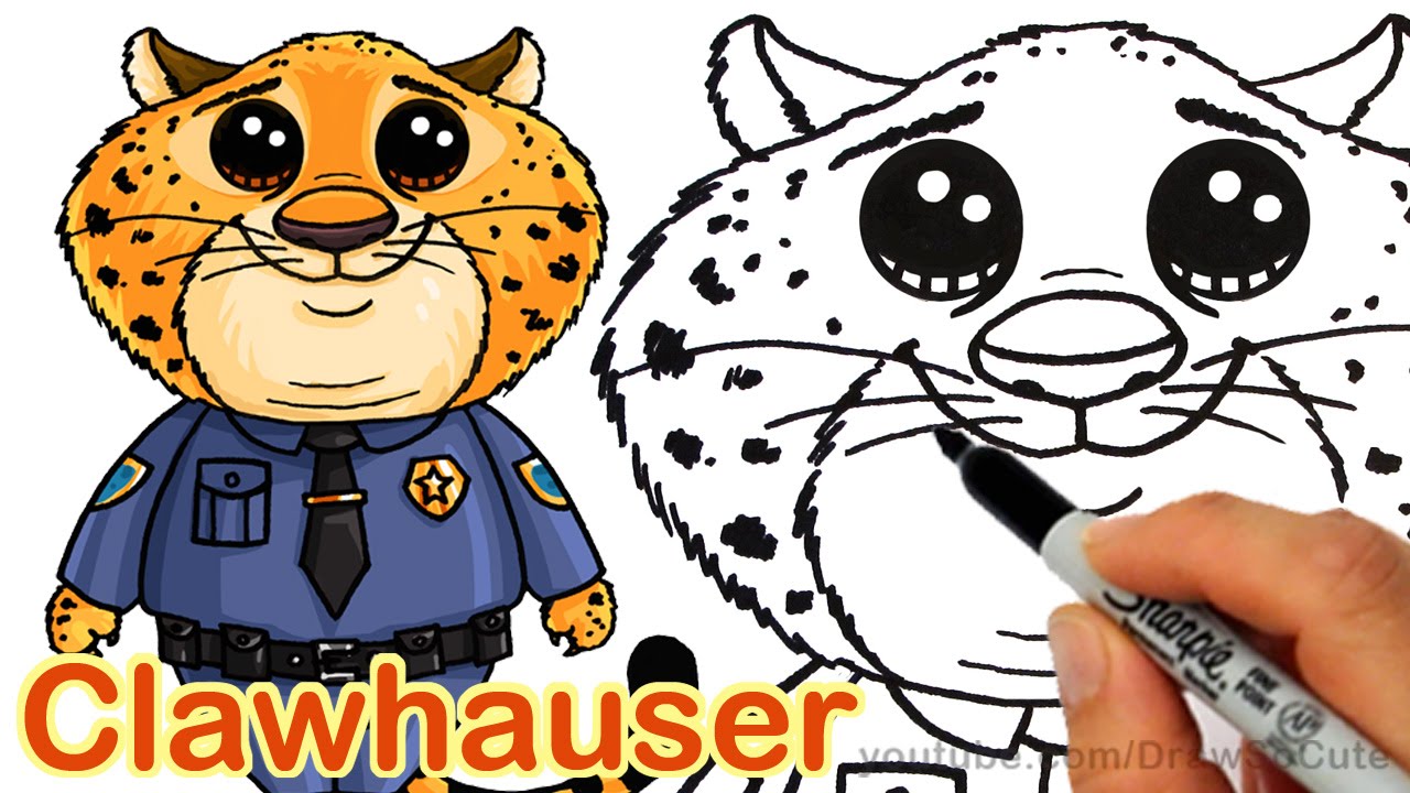 How to Draw Clawhauser from Disney Zootopia Cute step by step