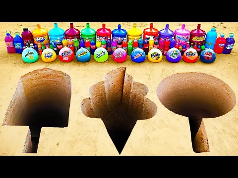 Giant Toothpaste Eruption from Ice Creams holes, Balloons of Fanta, Big Coca Cola, Sprite vs Mentos