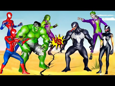 FAMILY HULK and FAMILY SPIDER-MAN VS FAMILY VENOM and JOKER - In real life