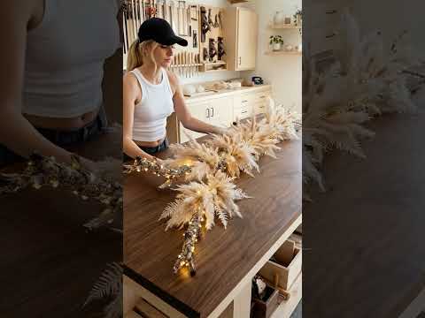 DIY Lit Pampas Grass Chandelier: Elegant Dining Room Transformation
