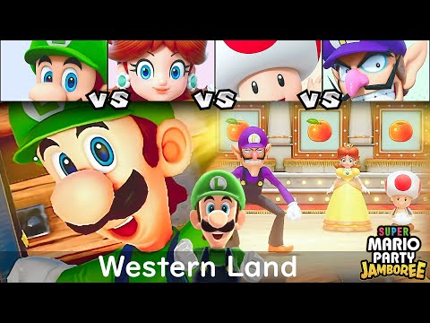 Super Mario Party Jamboree Luigi vs Daisy vs Toad vs Waluigi in Western Land