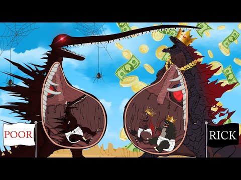 EVOLUTION of GODZILLA vs EVOLUTION of BLOODBATH GODZILLA Long Mouth: Size Comparison - FUNNY CARTOON