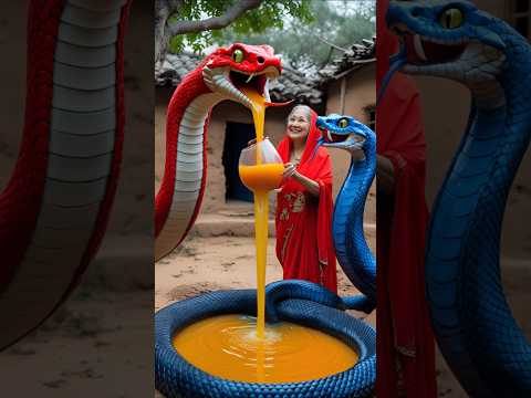 দাদুর লাল ও নীল সাপের গল্প  #shorts #ai #tiktokeffects #snake