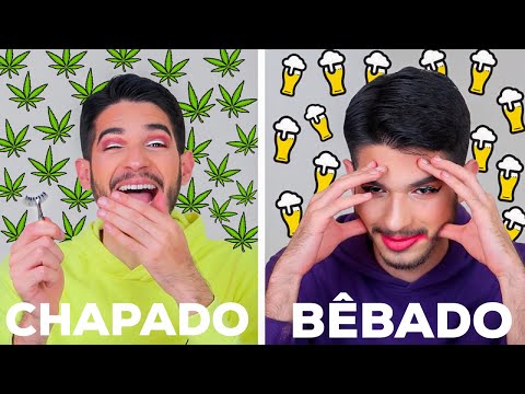 fazendo maquiagem CHAPADO x BÊBADO (desafio)