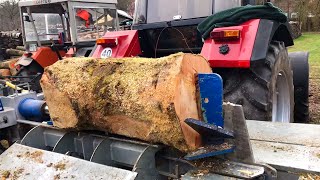 Amazing firewood splitting machines 😱- Big wood splitters