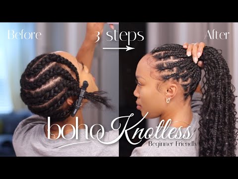 Boho Knotless Braids Tutorial 😍 | Beginner Friendly | Water Wave Bulk Hair YWigs