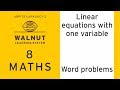 Word Problems Involving Linear Equations