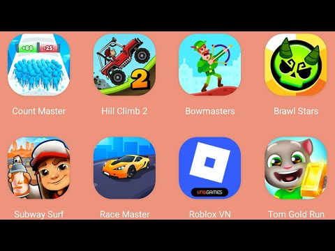 Roblox,Subway Surf,Race Master 3D,Count Master,Tom Gold Run,Bowmasters,Brawl Stars,Hill Climb 2