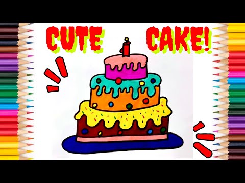 Cute cake drawing for kids | how to draw cute unicorn cake #cake #cutecake