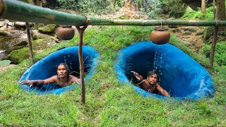 Building a Secret Underground Pool in the Jungle! underground Slides Pool Villa