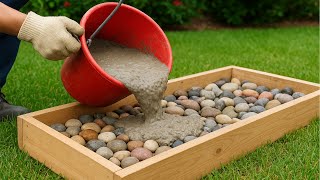 pebble and cement garden art craft ideas / Make unique and creative flower pots at home