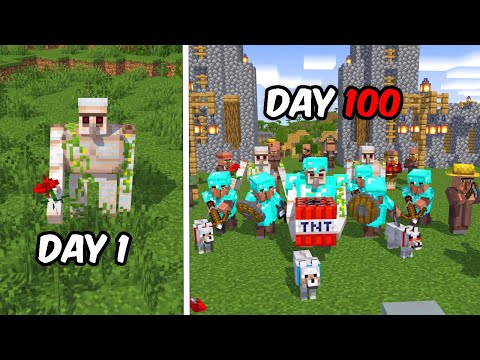 Aku bertahan 100 hari di minecraft jadi iron golem