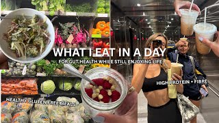 what I eat in a day for gut health | gf, high fibre and protein meals + drinks