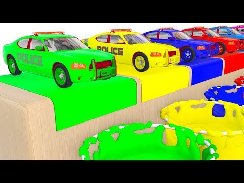 colors Police Cars for Kids and Fun Learning Vehicles 3D Cartoons for Children Video