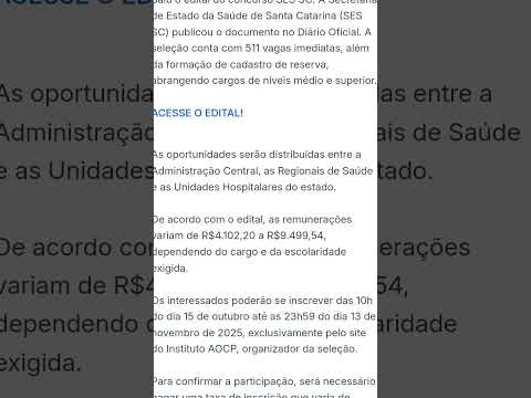 #SES SC - SAIU EDITAL#