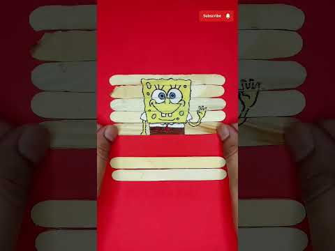 SpongeBob painting on ice cream stick #shorts #shortsfeed #spongebob #spongebobsquarepants #cartoon