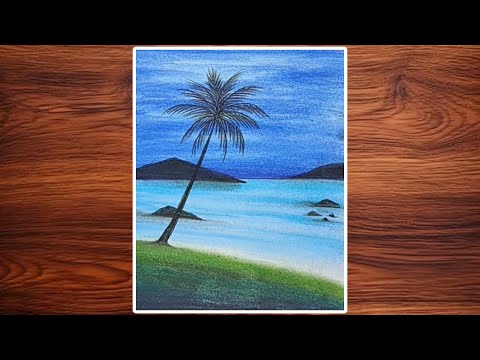 How to draw sea view scenery | Scenery drawing by using soft pastel