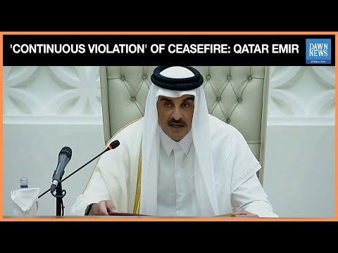 YouTube video thumbnail: Qatar Emir Accuses Israel Of 'Continuous Violation' Of Gaza Ceasefire