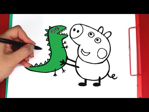 How to Draw George Pig and Mr. Dinosaur | Drawing and Coloring for Kids