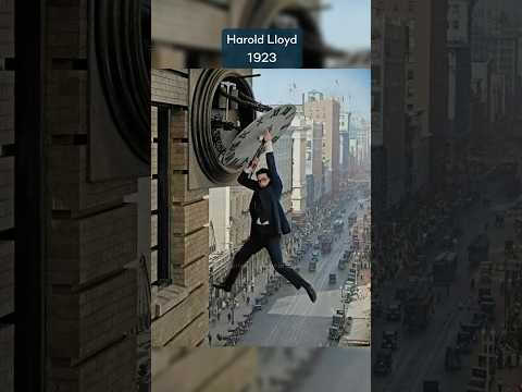 Harold Lloyd’s famous stunt from Safety Last in 1923 in color 🤯