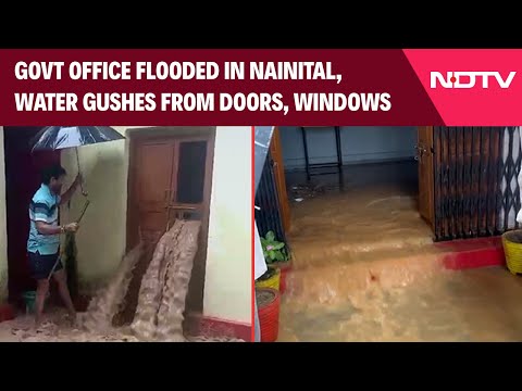 Uttarakhand Rain | Rainwater Gushes From Flooded Goverment Office In Nainital, Causes Heavy Damage