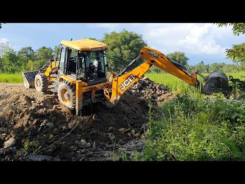 JCB Backhoe Loader - JCB Making Drain and Working For Road Construction - JCB Dozer Video 93