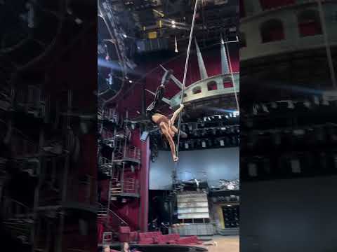 have you ever tried doing the split on a moving pole? 😳 #MadAppleLV | Cirque du Soleil