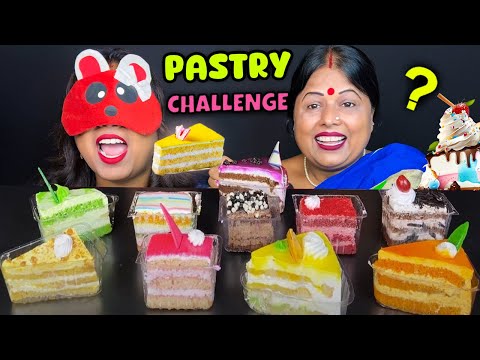 PASTRY CHALLENGE Blindfold eating Cake Challenge | Guess The Pastry Challenge Indian Eating Show