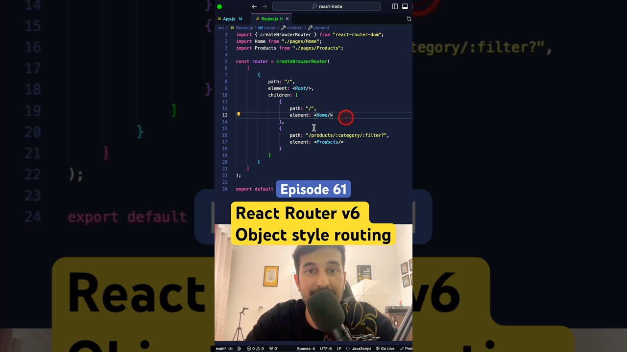 Router DOM v6 ki implementation - Part 2 😎 #reactjstutorial